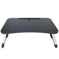 Laptop Bed Tray Table - Portable Notebook Bed Stand｜Foldable Legs Breakfast Reading Holder｜Large Surface Lap Desk Standing Camping Table with Tablet Slot (Black)