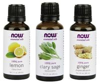 3-Pack Variety of NOW Essential Oils: Refresh Yourself - Lemon, Clary Sage, Ginger