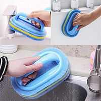 Xisheep Sponge Brush, Flexible Plastic Sponge Cleaning Fibre Cotton Bathroom Bathtub Brush with Handle Kitchen Dining Bar Home Decorations, for Easter Day Random