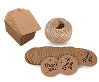 OxoxO 50PCS 7CM x 4CM/ 4.2CM "Thank You" Kraft Tags Christmas Kraft Gift Tags Paper Wedding Labels Hang Tag with 30M Jute Twine Brown