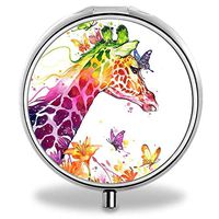 Glad grace Pill Organizer, Giraffe Butterflies Pill Boxes with 3 Components Metal Pill Container for Purse