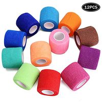 TOBWOLF 12PCS First Aid Cohesive Bandage, 2" x5yd / 5cmx4.5m Self Adherent Vet Wrap, Medical Adhesive Tape Rolls for Wrist Ankle Sprains Swelling Pets - 12 Assorted Colors