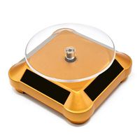 Solar Display Stand Turntable, Battery Double Used Rotating Display for UV Resin Curing Light Jewelry Spinner Watch Hobby Collection Shelf Without Led Light (Gold)