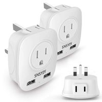 Power Adapter for UK Ireland Hong Kong, Travel Plug Adapter for USA to British England Scotland Irish London, 4 IN 1 Outlet Adapter with USB Port (2-Pack)