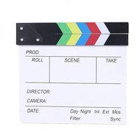 BERON Professional Vintage TV Movie Film Clap Board Slate Cut Prop Director Clapper (Colorful)