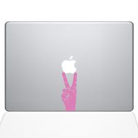 The Decal Guru Peace Sign Hand MacBook Decal Vinyl Sticker - 12" MacBook - Pink (1147-MAC-12M-BG)
