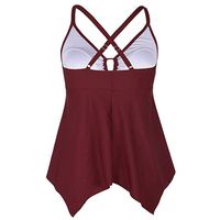 YunZyun Women Flowy Swimsuit Swimwear Bikini Crossback Plus Size Tankini Top, Women's Plus Swimwear, Women Swimsuit (Wine, XL)