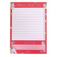 A5 Things I Must Do, Things to Do Ticklist Notepad - Unicorns - 50 Sheets, Double Sided