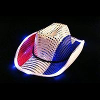 Fun Central LED Light Up Patriotic Cowboy Hat for Men & Women - 4th of July Cowboy Party Favor Supplies