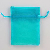 Sheer Organza Pouch Bag, 144-pack (4" x 5", Turquoise)