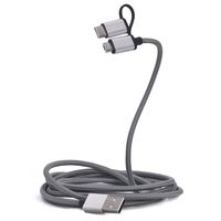 Cacoy [2 in 1] 6.6ft Type C and Micro USB Dual Connectors Cable with Aluminum Housing Nylon Braid for Samsung Galaxy S8, Nexus 5X/6P, Pixel/XL, MacBook Pro, LG G5/G6, Lumia 950 and Micro Devices-Grey