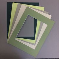 Pack of 10 11x14 Picture Mats, 5 Green Colors, with White Core Bevel Cut for 8.5x11 Pictures