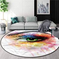 RUGSMAT Eye Modern Machine Round Bath Mat,Artistic Feminine Figure Lifts Basket Swivel Chair Pad Coffee Table Rug Diameter-51