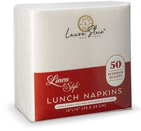 Laura Stein Linen Style White Lunch Napkins (50 Pack) | Disposable Napkins of, Soft Touch & High Absorbency | Napkins for Parties, Weddings, Restaurants, Catering Events or at Home