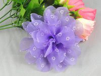 12pcs Organza Printed Circular Large Flower Appliques Craft DIY Pick Color (Purple)