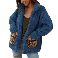 Shusuen Womens Long Sleeves Zipper Fleece Outwear Sweatshirt Warm Fuzzy Pullover Jacket Coat with Pockets Blue