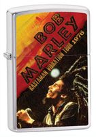 Zippo Lighter Bob Marley 1976 Tour, Brushed Chrome