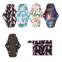 5 Medium Panty Liners 1 Wet Bag Cloth Menstrual Pads Washable (Night, M Panty Liners)