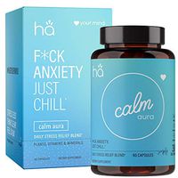 Calm Aura - Natural Stress & Anxiety Relief Pills for Adults - Mood Support Adaptogen Blend - Vegan Non-GMO w/Ashwagandha, L-Theanine, Rhodiola, Chamomile, Hawthorne, Zinc, Magnesium (60 ct)