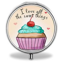 Dessert Pill Case, Round Stainless Drug Organizer Container Medicine Cover for Pocket Daily&Weekly