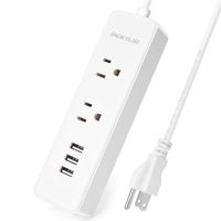 ETL Cruise Power Strip JACKYLED with 3.1A USB Ports Portable Mini Charging Station Travel 5FT Extension Cord for Cruise Ship Hotel White