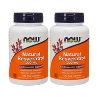 NOW Foods Natural Resveratrol, 200mg, 120 Vcaps (Pack of 2)