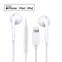 Lightning Earbuds MFi Certified Earphones Headphones with Microphone and Volume Control, Noise Isolating Headset Compatible with iPhone XS/Max/XR/X/8/Plus/7 and iOS 10/11/12(White)