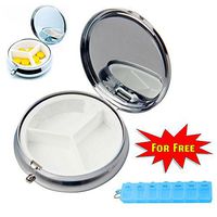GlobalDeal Durable Metal Pill Drug Holder Heart Round Medicine Tablet Capsule Box Organizer Holder Container Pill Case and 7 Days Weekly Case for Free (B)