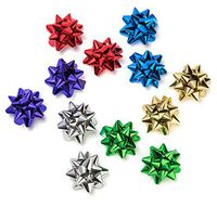 The Cottage Collection Decorative Metallic Gift Wrap Bows - 6 Colors for All Occasions 3.5in, 12 Bows (2 Each of 6 Colors)