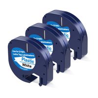 3 Pack Replace Dymo LetraTag Refills 91201 (91221 59422 S0721610), Plastic Tape Black on White Compatible with Dymo Label Makers LetraTag Plus LT100H LT100T QX50, 1/2 Inch x 13 Feet 12mm x 4m