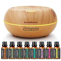 InnoGear Diffuser with Oils, 200ml Aromatherapy Diffuser with 8 Bottles Fragrance Oils Gift Set Aroma Cool Mist Humidifier with 7 Color LED Lights Changing for Home Office Bedroom Room