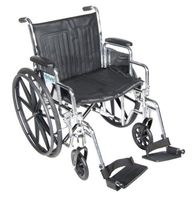 Drive Medical Chrome Sport Wheelchair with Various Arm Styles and Front Rigging Options, Black and Chrome, 20"