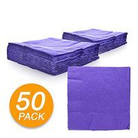 Amcrate Big Party Pack 50 Count Purple Dinner Napkins Tableware- Ideal for Wedding, Party, Birthday, Dinner, Lunch, Cocktails. (7” x 7”)