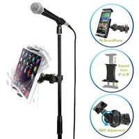 AccessoryBasics EasyAdjust cymbal Microphone Mic Stand Tablet Mount for Apple iPad PRO Air Mini Samsung Galaxy Tab Surface Pro/Book & iPhone 11 Pro XR XS MAX X 8 Plus Galaxy S9 S10 Note LG Smartphones