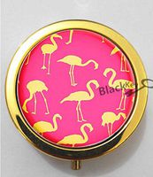 BlackKey Pink Flamingo 3-Compartment Decorative Pocket Gift Box Case Organizer for Pill, Color 2 -1262