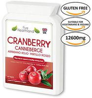 Gluten Free Cranberry Concentrate Supplement Tablets. Equals 12,600mg of Fresh Cranberries! Triple Strength for Men Women. Suitable for Vegetarians and Vegans. Made in UK