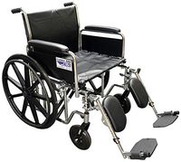 Alco 22" Heavy Duty Chrome Wheelchair (500 lb. Weight Capacity) with Removable Full Arms, Elevating Legrests and Black Vinyl Upholstery.