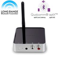 DIGMALL Long Range 280ft Bluetooth V5.0 Audio Transmitter Receiver for TV PC Home Stereo Speaker Nintendo, Digital Optical RCA Aux Wireless Adapter, Certified apt-X HD & apt-X Low Latency, Dual Stream