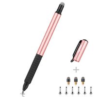 Digiroot Universal Stylus,[2-in-1] Disc Stylus Pen 2019 Updated Touch Screen Pens for All Touch Screens Cell Phones, Tablets, Laptops with 9 Replacement Tips(6 Discs, 3 Fiber Tips) - (Rose Gold)