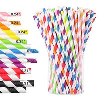 Hemoton 200 Pack Biodegradable Paper Straws - 150x Standard 0.24" and 50x Jumbo 0.31" Drinking Straws for Beverages Smoothies Shakes Birthday Baby Shower Wedding Party Supplies Arts and Crafts