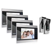 TMEZON Video Door Phone Doorbell Intercom System,Door Entry System 7 Inch 4-Monitor 1-Camera For 1-Family house,Touch Button, Night Vision,Support Automatically Snapshot/Recording for Apartment