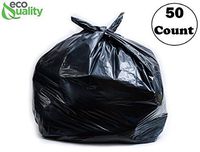 Strong Trash Bags, Wastebasket Receptacle Can Liner, Large 40-45 Gallon by EcoQuality, 50 Count, 40 x 38, Garbage Bags, Black, for Kitchen, Household, Industrial, Multi Purpose, Office, Backyard