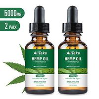 Hemp Oil for Pain & Stress Relief, Alitake 100% Natural Hemp Seed Extract Rich in Vitamin & Omega -Helps with Sleep, Skin & Hair, Zero THC CBD Cannabidiol(2 Pack 5000MG)