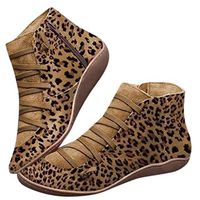 ⭐ Futurelove ⭐ 2019-2020 New Arch Support Boots, Ankle Boots with Concealed Orthotic Arch Support Women's Autumn and Winter Casual Short Boots Soft Comfortable Flat Leopard Heel Boots