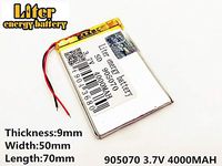 3.7V 4000mAh 905070Lithium Polymer Ion Rechargeable Battery Lithium Polymer Li-Po Battery for MP4 GPS MP3 Bluetooth Stereo DIY Gift