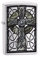 Zippo Celtic Cross Design Street Chrome Lighter