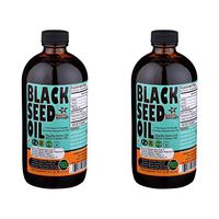Strong Taste Pack of 2 Premium Black Seed Oil Liquid - 2.20%+ Thymoquinone Pungent Flavor Cold Pressed Source of Omega 3 6 9 Black Cumin Seed Oil from 100% Genuine Nigella Sativa - 16 oz Glass Bottle