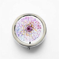 RhyNSky Dahlia Floral Printing Dahlias Flower Mini Portable Pocket Purse Pill Box Case Pillbox, 3 Compartments, Silvery, 47