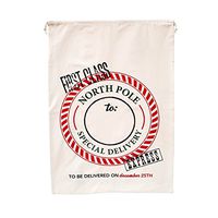 Kate's Craft Store Extra Large Cotton Santa Sack with Drawstring Tie Closure, 39" x 27" Canvas Bag (North Pole)