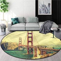 RUGSMAT Vintage Machine Washable Round Bath Mat,Old Style Bridge View Learning Carpet Non Skid Nursery Kids Area Rug for Playroom Diameter-47